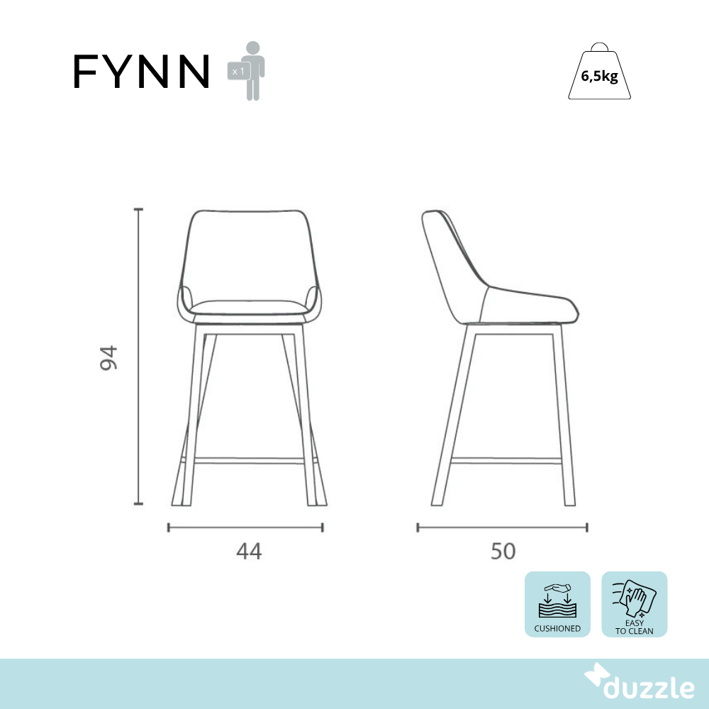 Fynn, Set di 2 Sgabelli in tessuto Ruggine (50cm X 44cm H. 94cm)