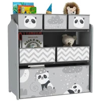 Scaffale Portagiochi per Bambini con 6 Contenitori Rimovibili in Tessuto, 63x30x66cm, Grigio