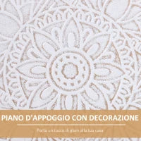 Tavolino da Salotto Rotondo con Bordo Rialzato in Legno, Φ40x40.5cm - Bianco e Oro