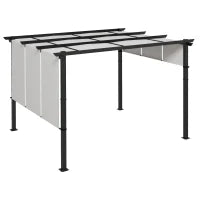Pergola con 3 Teli Scorrevoli 3,5L x 3l x 2,35H m, Struttura in Metallo con Rivestimento in Resina Epossidica, Tela in Poliestere, Grigio