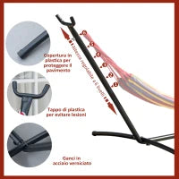 Supporto Struttura Portante Max.120Kg per Amaca Regolabile 280x120x110cm Nero