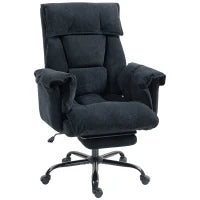 Sedia da Ufficio Reclinabile con Poggiapiedi, Schienale Alto, Altezza Regolabile e Ruote, Nero