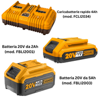 Kit pack pro caricabatterie doppio rapido 4ah + 2 batterie 20v 5 ah 2 ah