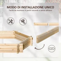 Letto per Orto Senza Base e con Struttura a Incastro, in Legno, 100x92x16cm