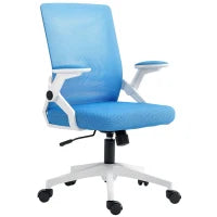 Sedia Ergonomica Girevole ad Altezza Regolabile con Braccioli, 54x54x89-99 cm, Bianca e Azzurra