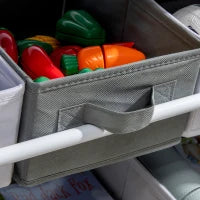 Mobiletto Portagiochi con 9 Cestini Rimovibili in MDF e Tessuto, 63x30x60cm, Grigio e Bianco