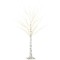 Albero di Natale Bianco con Luci LED e 12 Rami per Interni ed Esterni, in PP e Metallo, 22x22x150 cm