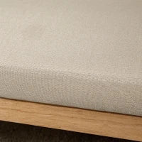 Panca Fondo Letto Boho con Seduta Imbottita e Braccioli in Legno e Rattan, 120x38x61.5cm, Crema