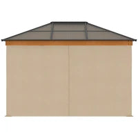 Gazebo da Giardino in Acciaio, Alluminio e Poliestere con Tetto in Policarbonato e Zanzariere, 2.94x3.60x2.67 m