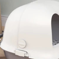 Lettiera per Gatti Chiusa con Gattaiola e Paletta, in PP, 58x46x39 cm, Grigio Chiaro e Bianco