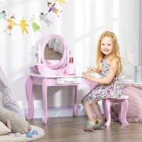 Set Toeletta Trucco per Bambini con Tavolino con Specchi e Sgabello, Età 3-6 Anni, Rosa
