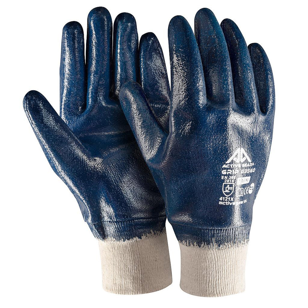 GUANTI DA LAVORO NBR BLU POLSINO ELASTICIZZATO RICOPERTO TG.L 12PAIA ACTIVEGEAR G3559