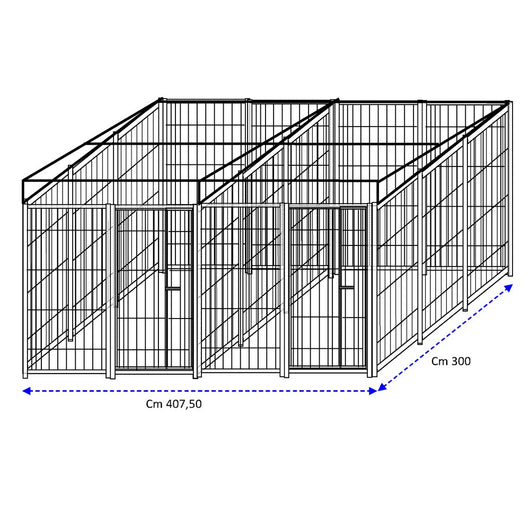 2 box per cani in linea da 3x2 metri con predisposizione alla copertura con zincatura a caldo