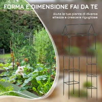 Sostegni Pomodori a 3 Livelli in Acciaio e PP per Piante, Frutti e Ortaggi Rampicanti, 38x38x182 cm, Verde