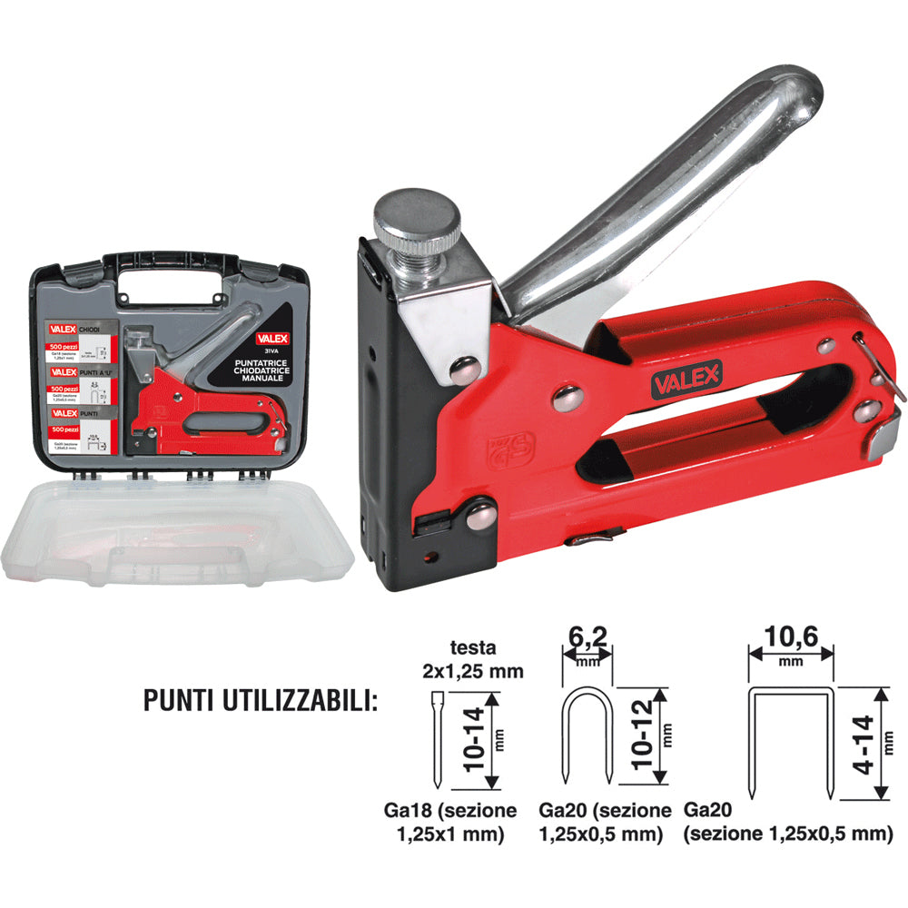 PUNTATRICE CHIODATRICE SPILLATRICE GRAFFETTATRICE MANUALE 31VA CON VALIGETTA VALEX 1455640