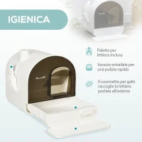 Lettiera per Gatti Chiusa con Filtri, Paletta e Vassoio Removibile, Struttura in PP, 43x44x47 cm, Bianca e Nera