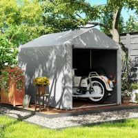 Capanno Porta Attrezzi e Tenda Garage per Bici e Moto con Copertura Anti-UV, 1.6x2m, Grigio Chiaro