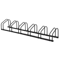 Rastrelliera Portabiciclette Parcheggio per 6 Biciclette in Acciaio, 179x33x27 cm, Nero