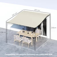 Telo Copertura per Gazebo Pergola 3x3 m in Poliestere con 16 Fori di Drenaggio, 297x297 cm, Beige