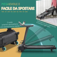 Tapis Roulant Elettrico Pieghevole Salvaspazio, Velocità 14km/h, Monitor LCD 5 Programmi e Presa USB, per Casa e Ufficio, Motore 750W, Nero
