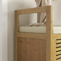 Panca Scarpiera a Doghe da Ingresso con Design a Ribalta, in Legno di Bambù, 100x40x60 cm