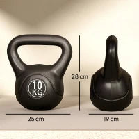 Kettlebell 10kg per Sport e Fitness con Base Piatta e Impugnatura, Kettlebell Pesi per Allenamento Home Gym Casa e Palestra, 25x19x28 cm, Nero