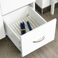 Credenza da Cucina Moderna con Cassetti, Armadietti e Ripiani Aperti, 100x39.5x183.5cm, Bianco