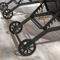 Set di 2 Lettini Prendisole in Alluminio e Textilene con Ruote, Schienale Reclinabile, Carico Max. 150 Kg, Nero