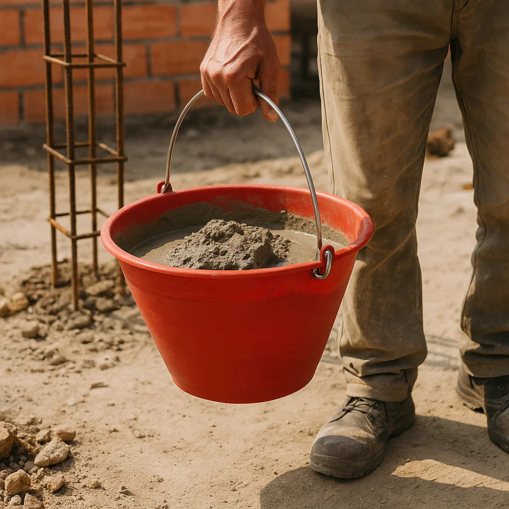 Calderina secchio muratore plastica rosso 12 l diametro 34 cm manico metallo