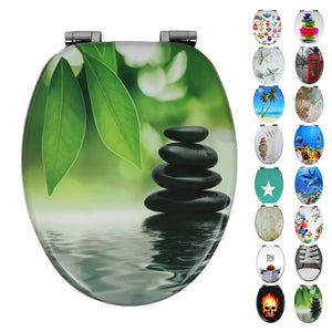 Sedile copri wc universale frizionato fantasia mdf chiusura rallentata *** fantasia black stone, confezione 1