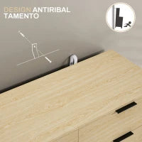 Cassettiera 6 Cassetti in Legno per Camera da Letto e Ingresso, 110x40x75cm, Rovere