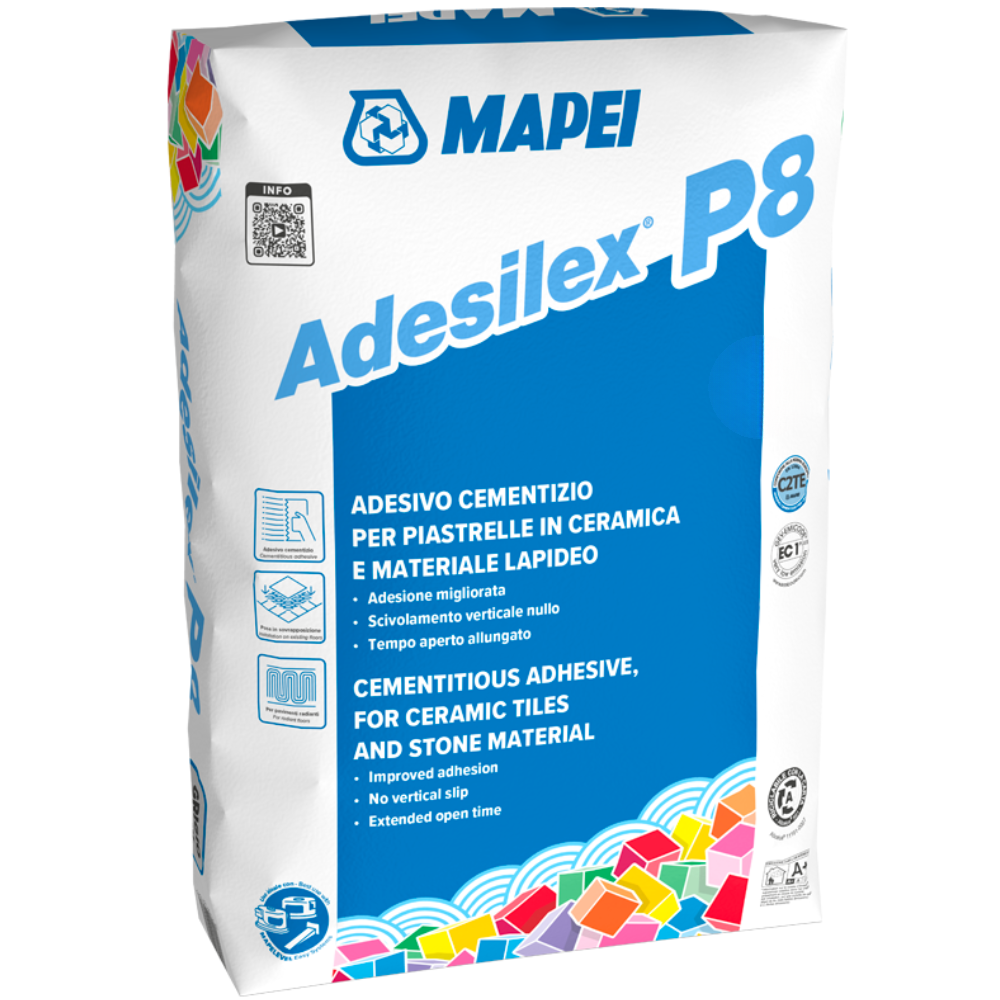 Adesilex p8 bianco adesivo cementizio mapei per piastrelle 25 kg