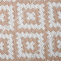 Tappeto Esterno per Balcone e Terrazza Reversibile con Fantasia Geometrica, 2.74x1.82 m, Caffè e Bianco