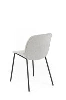 E-STYLO Sedia da pranzo in tessuto grigio chiaro e gambe in metallo nero, 57cm X 46cm H. 80cm.