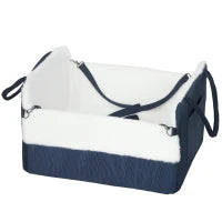 Seggiolino auto per cane con cintura di sicurezza e fissaggio, 55 x 46 x 32 cm, Blu scuro