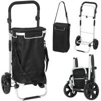 Carrello della spesa pieghevole da 40 L su ruote con manico telescopico, 45,5x35,5x97cm, Nero