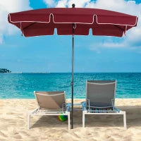Ombrellone da Giardino Rettangolare e Regolabile con Palo in Alluminio, 2x1.3x2.5 m, Rosso Vino
