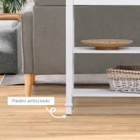 Tavolo Consolle Bianco e Color Legno con Cassetto e 2 Ripiani, Tavolino Salvaspazio in MDF, 75.6 x 27.5 x 80.5cm