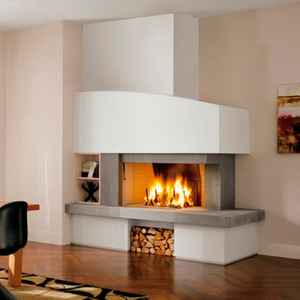 Camino legna prefabbricato refrattario focolare aperto reversibile ds90 ref