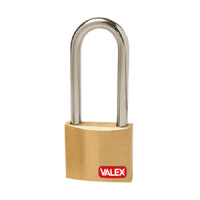 LUCCHETTO SERIE PESANTE OTTONE AD ARCO LUNGO 50mm + 3 CHIAVI VALEX 1960271