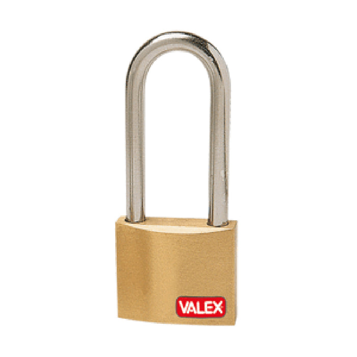 LUCCHETTO SERIE PESANTE OTTONE AD ARCO LUNGO 50mm + 3 CHIAVI VALEX 1960271