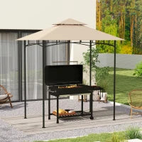 Copertura per Gazebo da Giardino per Barbecue 1.52x2.44 m a 2 Livelli in Poliestere 160gsm Beige