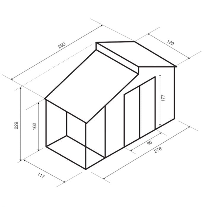 BOX in metallo GREY con porticato 2,93 x 1,29 x h 1,95 m