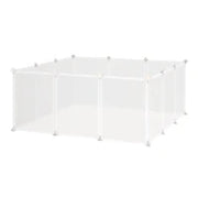 Recinto per Conigli, Cuccioli e Piccoli Animali Modulabile in Metallo e PP, 12 Pannelli da 35x45cm Bianco