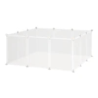 Recinto per Conigli, Cuccioli e Piccoli Animali Modulabile in Metallo e PP, 12 Pannelli da 35x45cm Bianco