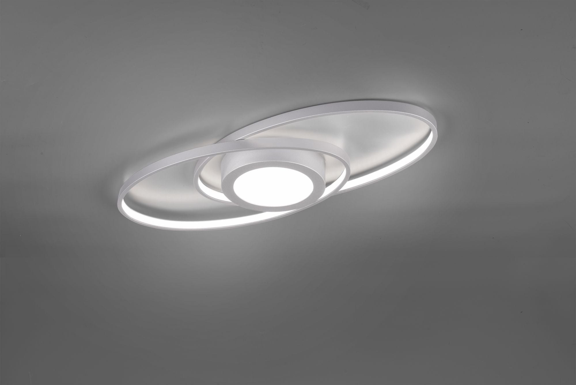 GALAXY PLAFONIERA LED 28W · 1x 3400lm, 3000K DOPPIA ELLISSE ALLUMINIO CON LUCE CENTRALE E REGOLAZIONE INTENSITA' CON INTERRUTTORE L.57CM
