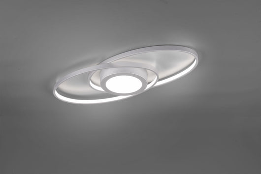 GALAXY PLAFONIERA LED 28W · 1x 3400lm, 3000K DOPPIA ELLISSE ALLUMINIO CON LUCE CENTRALE E REGOLAZIONE INTENSITA' CON INTERRUTTORE L.57CM