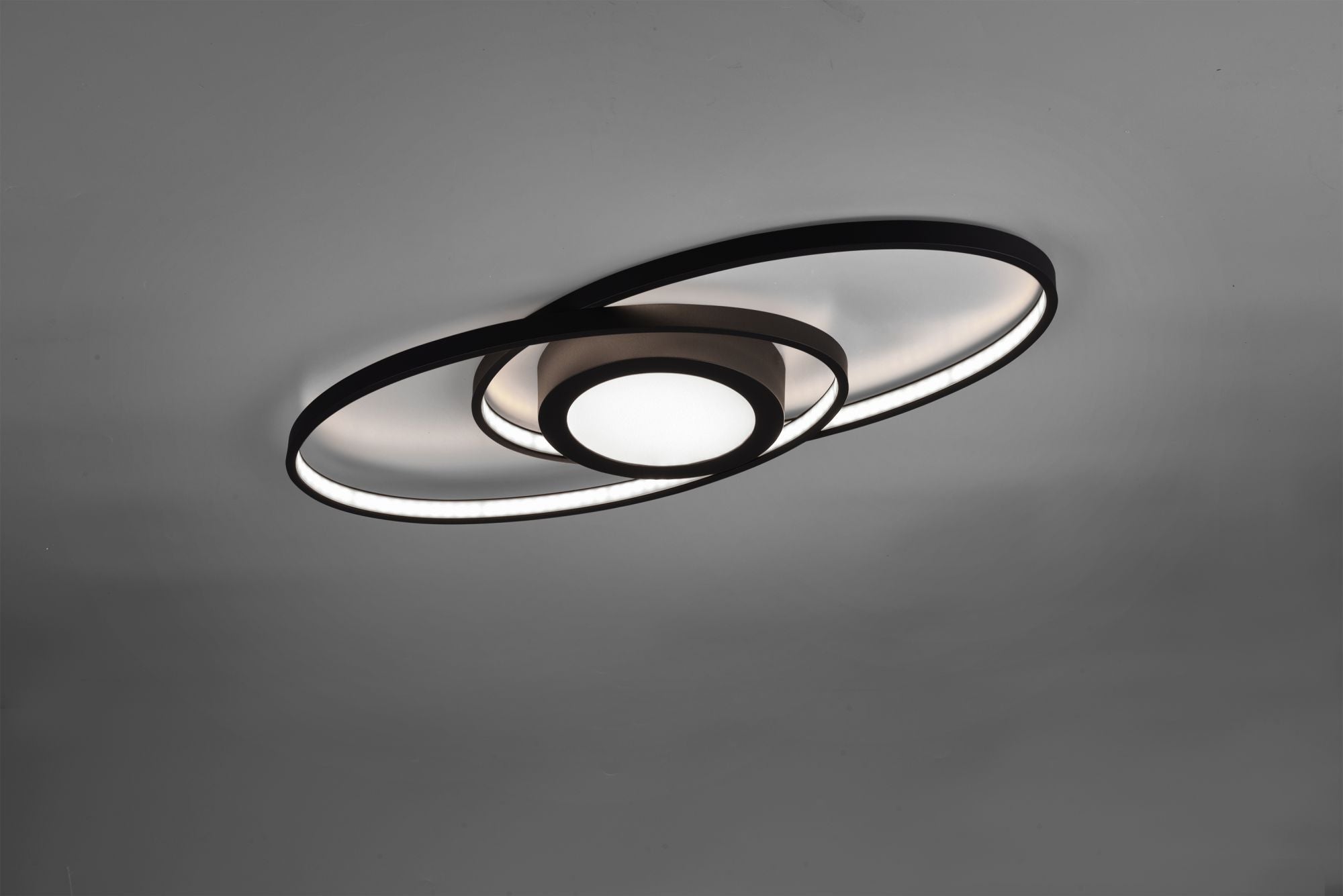 GALAXY PLAFONIERA LED 28W 3400lm, 3000K DOPPIA ELLISSE ANTRACITE CON LUCE CENTRALE E REGOLAZIONE INTENSITA' CON INTERRUTTORE L.57CM