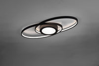 GALAXY PLAFONIERA LED 28W 3400lm, 3000K DOPPIA ELLISSE ANTRACITE CON LUCE CENTRALE E REGOLAZIONE INTENSITA' CON INTERRUTTORE L.57CM