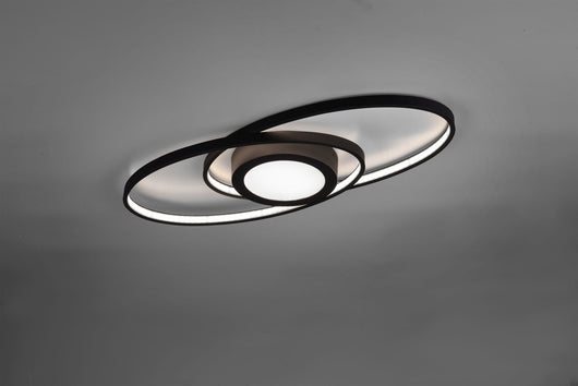 GALAXY PLAFONIERA LED 28W 3400lm, 3000K DOPPIA ELLISSE ANTRACITE CON LUCE CENTRALE E REGOLAZIONE INTENSITA' CON INTERRUTTORE L.57CM